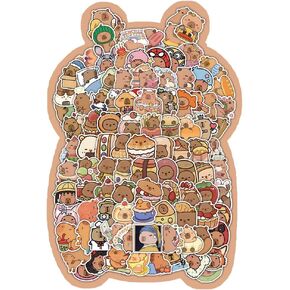 104pc Capybara Stickers，Cartoon Stickers for Water Bottles,Capybara Sticker Laptop,Gifts Cartoon StickersVinyl Waterproof Sticker for Bumper，Water Bottles，Computer，Phone，Hard hat，Car Decal