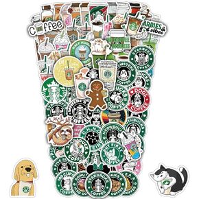 MiStar 102 PCS Coffee Stickers for Cups, Star Bucks Logo Merchandise Sticker Packs for Water Bottles Mug Laptop Scrapbooking Birthday Party Favors Decorations Gifts Waterproof Vinyl Decals