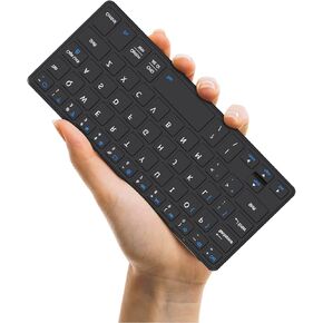 Ultra Light Portable Wireless Keyboard, Multi-Device Slim Mini Bluetooth Keyboard with Angle Stand & Leather Case, Rechargeable Foldable Travel Keypad for iPad/PC/Android/Windows/iOS-Black