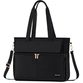 LOVEVOOK Laptop Bag for Women 15.6 Inch Laptop Large Capacity Work Bags Mutiple Pockets Teacher Bag with Removable Strap Water Resistant Computer Bags for Business Travel Nurse, Black Brown