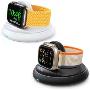 2 PCS Apple Watch Charger ، شاحن iWatch المغناطيسي المحمول مع الحبل الشحن ، شاحن Apple Watch القابل للطي ، متوافق مع Apple Watch S9-S2/SE/Ultra ، أبيض وأسود