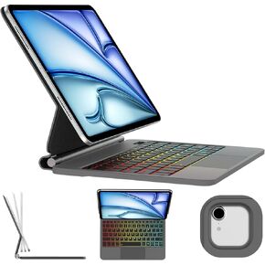 Keyboard Case for iPad Pro 13-inch (M4) 2024, Magic Keyboard for iPad Pro 13 with Multi-Touch Trackpad, 7 Colors Backlight, Easy-Set Magnetic Stand - Gray