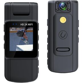 Bewinner Mini Body Camera 2K Ultra HD, Portable Wearable Video Recorder with 1.54in Full Color Screen HD Night Vision, 180° Rotatable Lens Pocket Video Camera for Walking Riding Outdoor