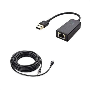 Cable Matters USB to Ethernet Adapter Supporting 10/100 Mbps Ethernet Network in Black & Snagless Cat6 Ethernet Cable