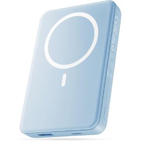 Portable Wireless Charger Power Bank for MagSafe, 22.5W USB-A Quick Magnetic Charge, 20W Type-C PD Input/Output, 15W Wireless Charging - 10000mAh - Blue