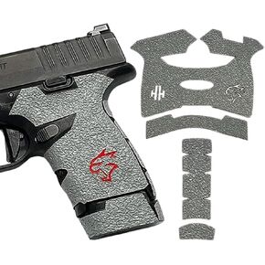 GealitGrips Gun Gun Tape متوافق مع Springfield Hellcat - شريط قبضة مسدس مطاطية رمادي مع إدراج أحمر ، وتثبيت سهل ، وأجزاء سلاح وملحقات ، مملوكة للمحاربين ، مصنوعة في الولايات المتحدة الأمريكية