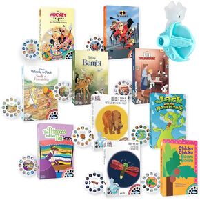 Moonlite Storytime Mini Projector مع 10 قصص أميرة ، طريقة سحرية للقراءة معًا ، كتب القصص الرقمية ، المؤثرات الصوتية الممتعة ، هدايا التعلم للأطفال الذين تتراوح أعمارهم بين 1 وما فوق