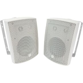 Dual Electronics LU53PW 5.25" 3-Way High Performance Outdoor Indoor Speakers | Effortless Set Up | Home, Pool, Patio, Garage Use | Weather Resistant | Expansive Stereo Sound Coverage | White