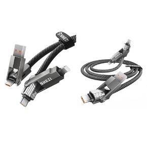 SHEZI Upgraded 4 in 1 60W +100W 5FT USB C Cable Lightning Cable Nylon Braided Fast Charging Cable