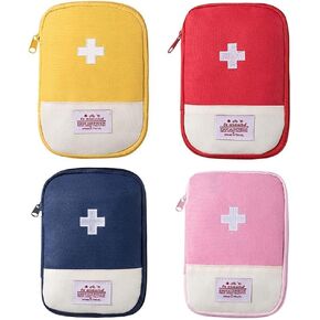 4 Pcs Empty Travel Portable Mini First Aid Pouch, Outdoor First Aid Medical Rescue Bag Multi-Function Emergency Medicine Storage Organizer Bag Household Supplies (Small)