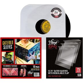 Vinyl Sleeves Inner, Outer & Gatefold – 25 Inner Record Sleeves, 25 Crystal Clear Outer Album Covers & 25 Gatefold LP Sleeves 12 Inch Vinyl Record Storage