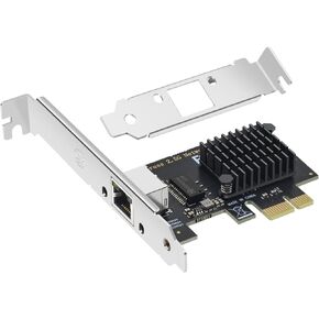 Single Port 2.5G Gigabit Network Card with Intel I225 Chip PCI-E X1 Ethernet Adapter, RJ45 LAN NIC Card Support 10M/100M/1000M Speeds Compatible Windows10、11