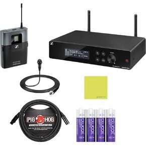 Sennheiser XSW 2-ME2-A Wireless Lavalier Microphone System Bundle w/Pig Hog PHM10 8mm Mic Cable, 4-pack Blucoil AA Batteries and Liquid Audio Polishing Cloth