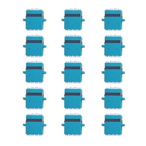 15 pcs LC Mulitmode Quadruplex Fiber Optic Adapter LC to LC OM3 Coupler Quadruplex Fiber Optical Cable Adapter Female to Female Fiber Channel Adapter Cable Connector