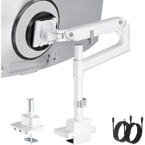 Montek Heavy-Duty Single Monitor Arm لمدة 17-57 بوصة ، حتى 59.4 رطل الشاشات Ultrawide ، و Was Spring Dual Dual Curved Drendable Stand for Desk ، 75/100mm Mount مع USB ， Black