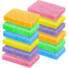 Chuangdi 12 Pcs Sponges Kitchen Bulk Non Scratch Cellulose Sponges Kitchen Assorted Colors Kitchen Sponges for Washing Dishes, 4.7 x 3 INCH(1.5 cm in Thickness)
