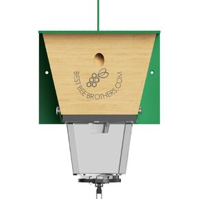 Best Bee Brothers Ultimate Pro Carpenter Bee Trap for Outside with Extra-Large, Clear External Bee Vault & Spring-Loaded Door, 4.2" D x 5.8" W x 7.5" H