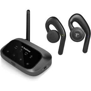 Avantree Oasis Plus & TWS116 - جهاز إرسال ومستقبل Bluetooth للتلفزيون ، سهلة التثبيت ، Soundbar Passhrough و Open -Ear Wireless Dock و Dock مع وعي محيط