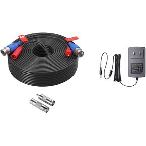 ZOSI 1 Pack 100ft (30 Meters) 2-in-1 Video Power Cable, BNC Extension Camera Cables for Video Security Systems (Included 1X BNC Connectors and 1X RCA Adapters)