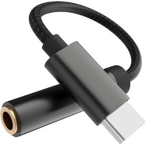 USB Type C to 3.5mm Female Headphone Jack Adapter, USB C to Aux Audio Dongle Cable Cord Compatible with iPhone 16 Pro Max/15 Pro/15, Samsung Galaxy S24/S23/S22 Ultra, iPad Pro, Pixel 9/8 Black
