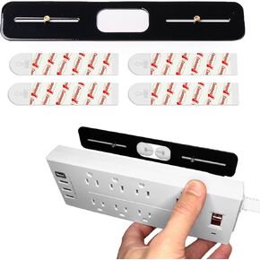 Freeport Power Bar Mount Plate - جدار حائط لذاته لشرائط الطاقة ، مثالية للربع الرصاف المفروم ، المسكن ، المنزل ، والإيجارات - أسود