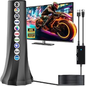 2025 Smart TV Antenna 1000+ Miles Range - Indoor Amplified HDTV Antenna with 360° Signal Booster, 4K 8K 1080p Support for Local Channels, 25ft Coax Cable