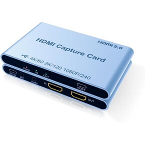 4K@60HZ HDMI Video Capture Card for Live Streaming, with USB C Port, Plug and Play, Supports HD 4K 60fpbs 2K@120H, 1080P@240HZ