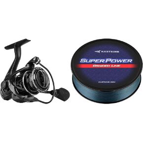KastKing Zephyr Spinning Reel,Size 3000 Fishing Reel, Light Weight Ultra Smooth Powerful Spinning Fishing Reels & KastKing Superpower Braided Fishing Line, Gray, 15 LB, 150 Yds