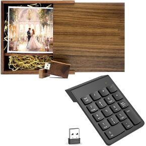 لوحة المفاتيح اللاسلكية الرقمية ومحرك أقراص فلاش USB الخشب 32 جيجابايت مع صندوق هدايا