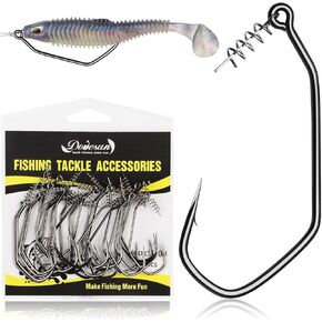 Dovesun 25PCS Swimbait Hooks Worm Weedless Hooks for Bass Catfish Trout Fishing EWG Fishing Hooks Saltwater Freshwater Bass Hooks Size 3/0 4/0 5/0