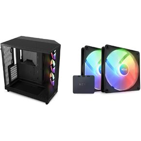 NZXT H6 Flow RGB Mid-Tower Airflow Case - Panoramic Glass Panels & Twin Pack F140 RGB Core 140mm Fans