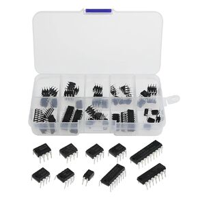 50pcs 10 Types Integrated Circuit Chip Assortment Kit Low Input Low VoltageLM324 LM358 LM386 LM393 UA741 NE5532 NE555 PC817 ULN2003 ULN2803 for Audio Amplifier Timer