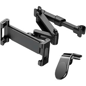 Adjustable Car Headrest Tablet & Phone Holder – Backseat Mount with Extendable Arm – Universal Fit for iPad, Tablets & Smartphones – Secure & Stable Travel Stand for Road Trips