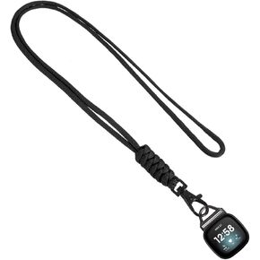 Necklace Compatible with Fitbit Versa 4/Fitbit Versa 3/Fitbit Sense 2/Sense Watch Fob Necklace Pendant Clip, Nylon Sport Strap for Fitbit SmartWatch Lanyard Keychain Pocket Adapter