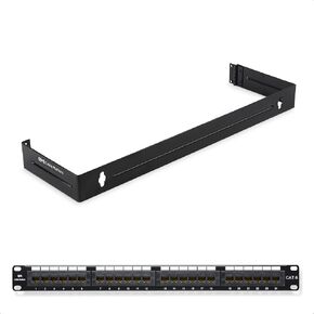 Cable Matters UL Listed Rackmount or Wall Mount 24 Port Network Patch Panel (Cat6 Patch Panel / RJ45 Patch Panel) & 1U Hinged 19" Wall-Mount Panel Bracket (1U Rack, 1U Wall Mount Bracket)