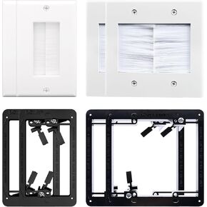 VCE 1 Gang and 2 Gang Brush Wall Plate with Bracket, White