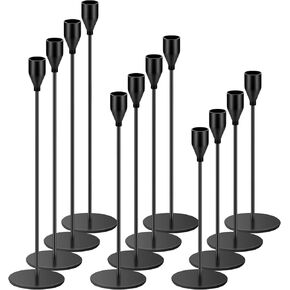Matte Black Candle Holders - Set of 18 Taper Candlestick Holders - Metal Material & Modern Decorative - Fits 3/4 inch Candles for Table Centerpiece, Mantel, Party, Christmas Decoration