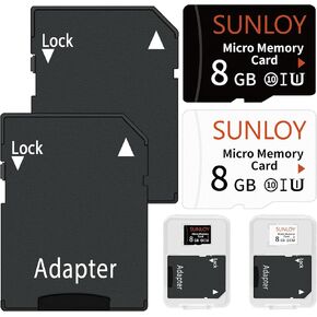 2 Pack 8GB Micro SD Card with SD Adapter, UHS-I Flash Memory Card - C10, U1, A1, Full HD, High Speed TF Card for Gaming Console, Tablet, Drone, Camera, Smartphone, Car Audio