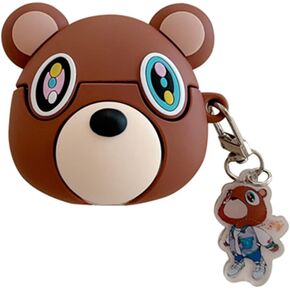 Earbuds Case for AirPods 4th Generation for Girls Boys Kids,Cute Cartoon Popular Bear Design Silicone Headphone Cover with Hook for Airpods 4 (2024)