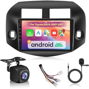 4+64G Android Car Stereo for Toyota RAV4 2007-2011, Wireless Carplay & Android Auto - 9 Inch IPS Touchscreen Radio with 32EQ DSP, WiFi, FM RDS, GPS, Mirror Link + AHD Rear View Camera