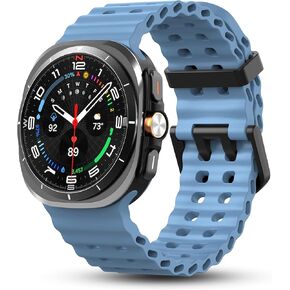 Rugged Band Compatible with Samsung Galaxy Watch Ultra 47mm Smartwatch, No Gap Breathable Soft Silicone Sport Strap for Galaxy Watch Ultra Bands Men Women