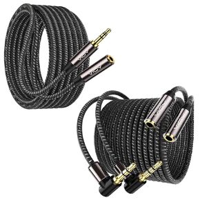 VIOY Headphone Extension Cable 20 FT-1PACK and 3.5 mm Extension Cable 10 FT-2 Pack Right Angle 90 Degree