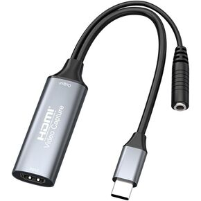HDMI Video Capture with MIC Audio Mix,USB C 2.0 Video Capture Card,4K 30Hz Video Capture Output Resolution Up to 1080P 60Hz for Windows,Android,MacOS,VLC,OBS,Amcap,etc