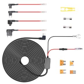 Dash Cam Hardwire Kit Micro USB Hard Wire Kit with 12V-24V to 5V Car Dash Camera Power Cord,24 Hours Surveillance Low Voltage Protection 4 Fuse Tap Cable 13FT