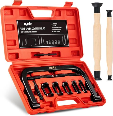 OMT Valve Spring Compressor | 10 Piece Spring Clamp Tool Kit with C Clamp, Collet Pusher Adapters, Extension Rods, and Lever for Car, Motorcycle, ATV, and Small Engine Repairs in Saudi Arabia