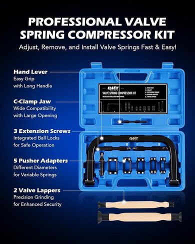 OMT Valve Spring Compressor, 10pcs Valve Spring Removal Tool with Solid C Clamp, 5pcs Collet Pusher Adapters for Motorcycle, ATV, Car, Small Engine Vehicle Equipment in Saudi Arabia