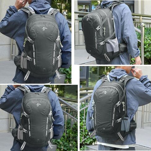 Long Keeper 40L Hiking Backpack Camping Daypack with Waterproof Rain Cover Lightweight Outdoor Sport Travel Backpack Rucksack (Black) in Saudi Arabia
