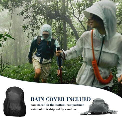 Long Keeper 40L Hiking Backpack Camping Daypack with Waterproof Rain Cover Lightweight Outdoor Sport Travel Backpack Rucksack (Black) in Saudi Arabia