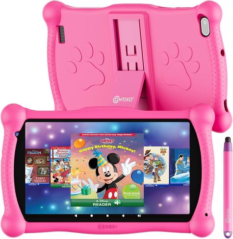 Contixo Kids Tablet - V10 7-Inch HD for Ages 3-7, Learning Tablet w/Educational Games, Exclusive 50+ Disney Storybooks (Value $200), Parental Controls, 32GB, Kid-Proof Case & Stylus - Purple in Saudi Arabia