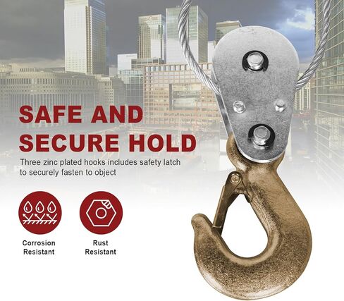 BIG RED T32054 Torin Come-Along Double Gear Hand Cable Puller with 3 Hooks: 4 Ton (8,000 lb) Capacity, Red in Kuwait